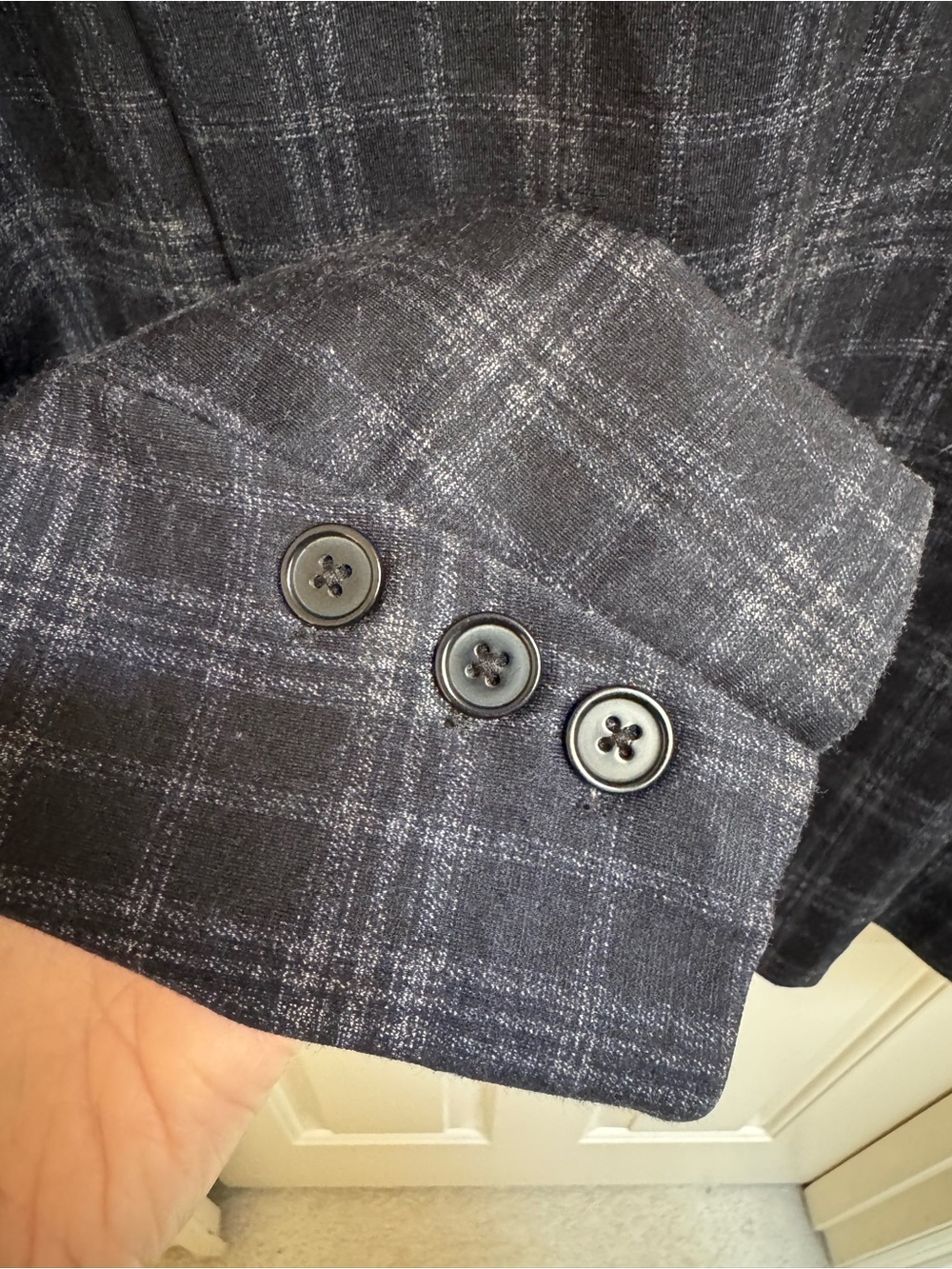 Liverpool Women's Navy Plaid Single-Button Blazer - Picture 9 of 9